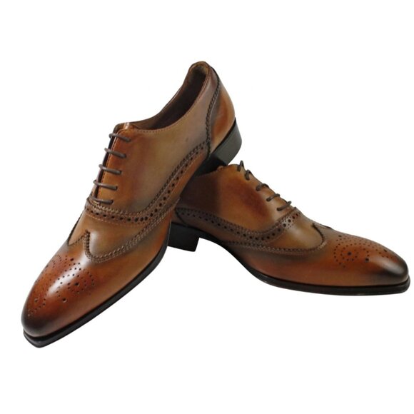 Baki Cognac Oxford Italian Leather Shoes For Mens